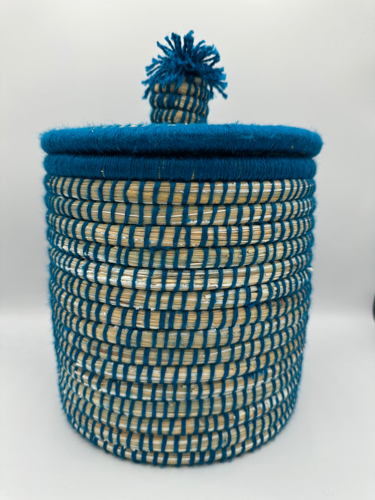 Petit Panier Berbère Coloré – Jonc et Laine Artisanale – Fait Main à Marrakech - Plusieurs Coloris