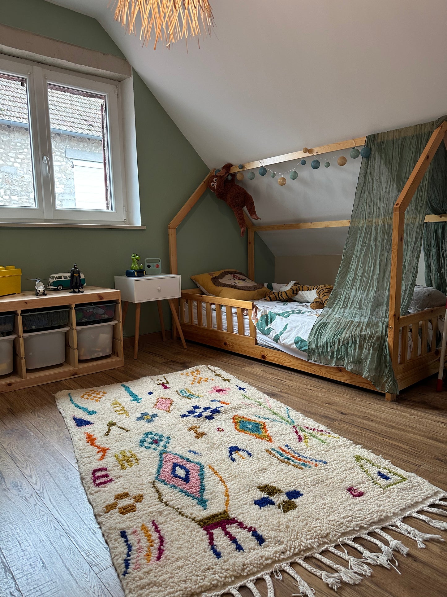 Tapis Beni Ourain Multicolore en Laine Naturelle – Fait Main (167 x 99 cm)