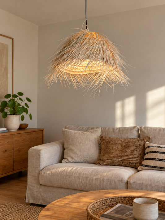 Suspension en Feuilles de Palmier – Luminaire Bohème Artisanal 46cm | Bahia By L.