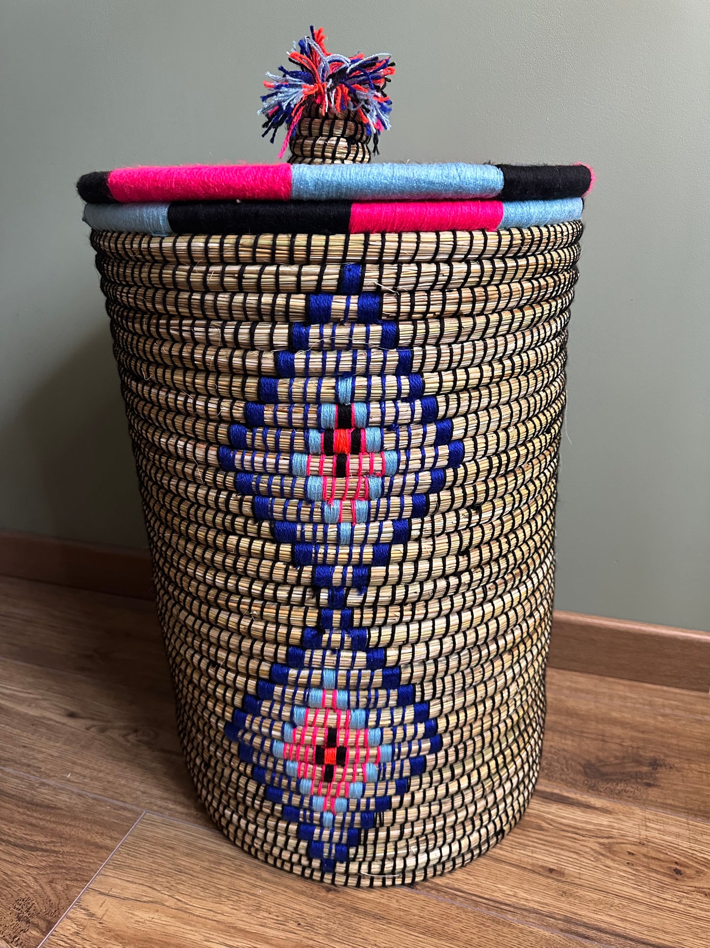 Grand panier berbère artisanal panier à linge rangement 59 cm fait main