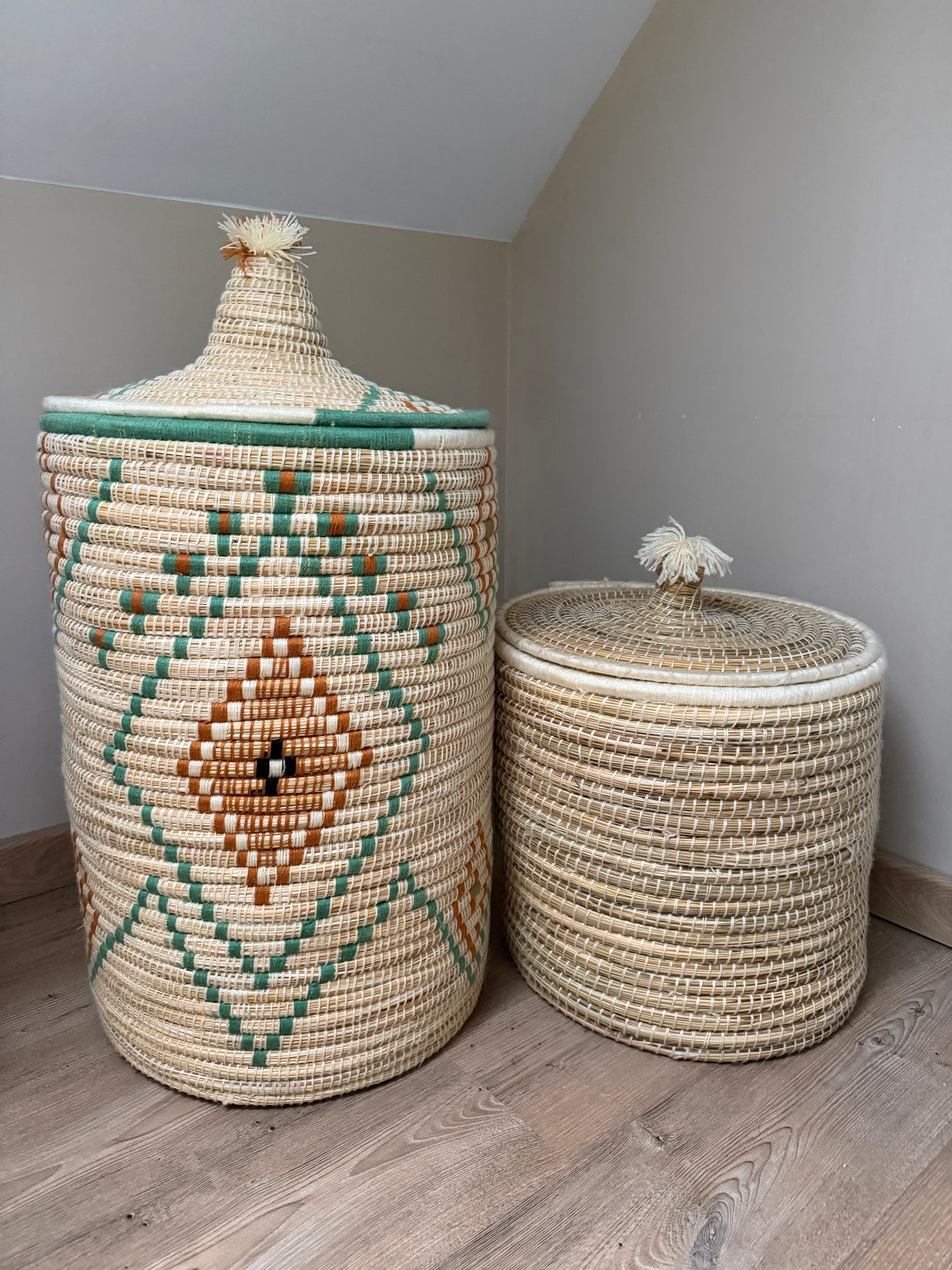 Grand panier à linge berbère avec couvercle – Artisanat marocain