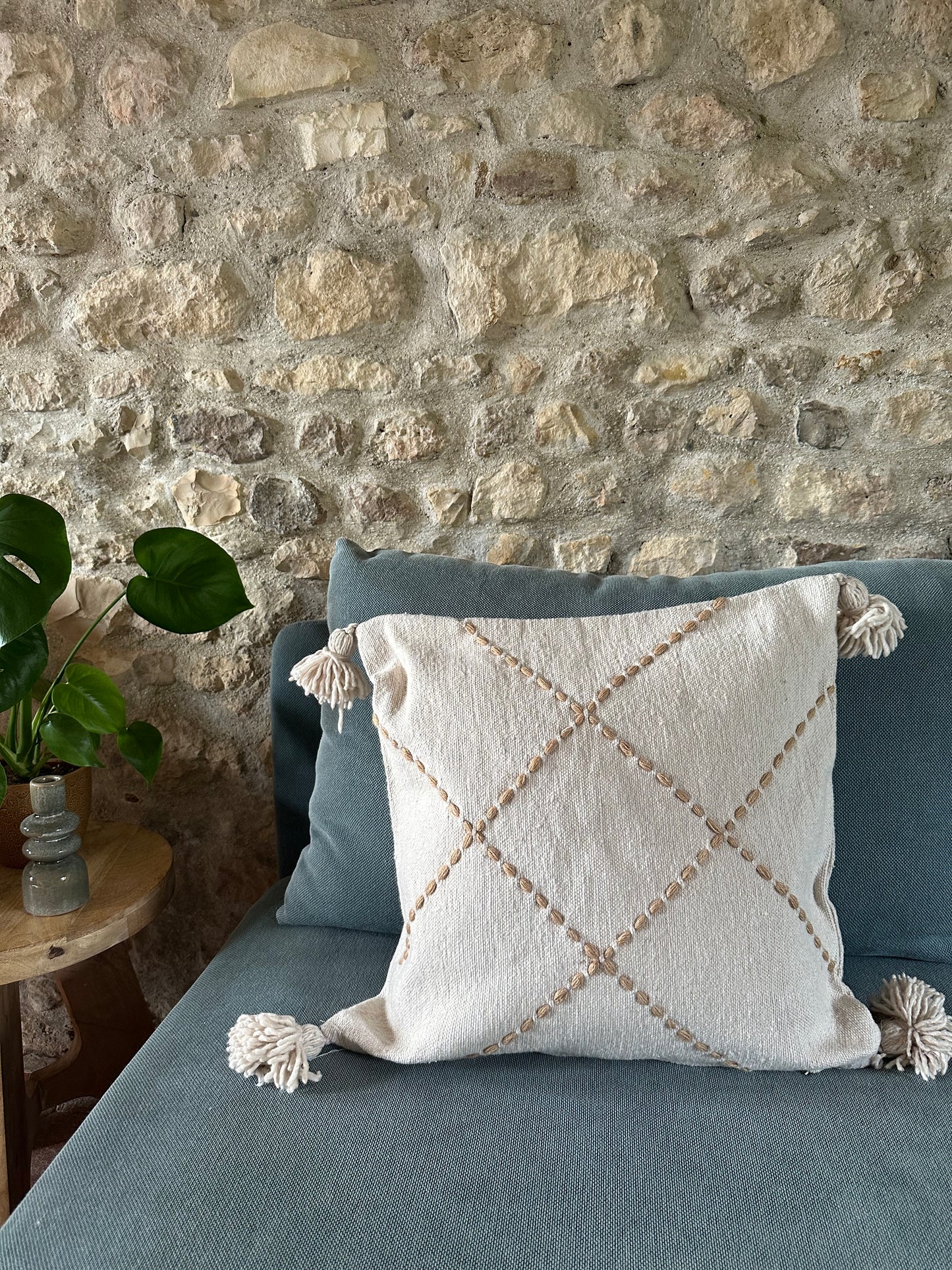 Housse de coussin artisanale "Dunes" Laine tissée à la main 