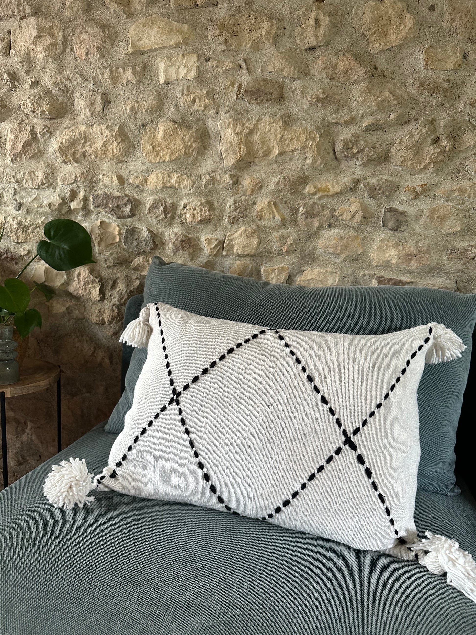 Housse de coussin artisanale "Nomade" Laine tissée à la main
