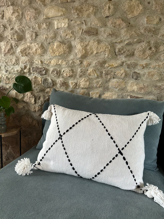 Housse de coussin artisanale "Nomade" Laine tissée à la main