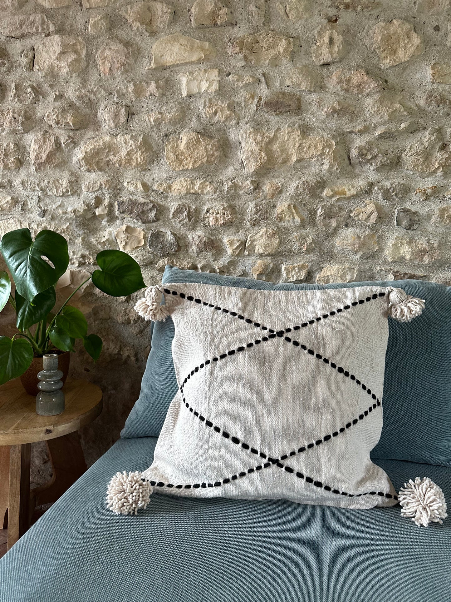 Housse de coussin artisanale "Nomade" Laine tissée à la main
