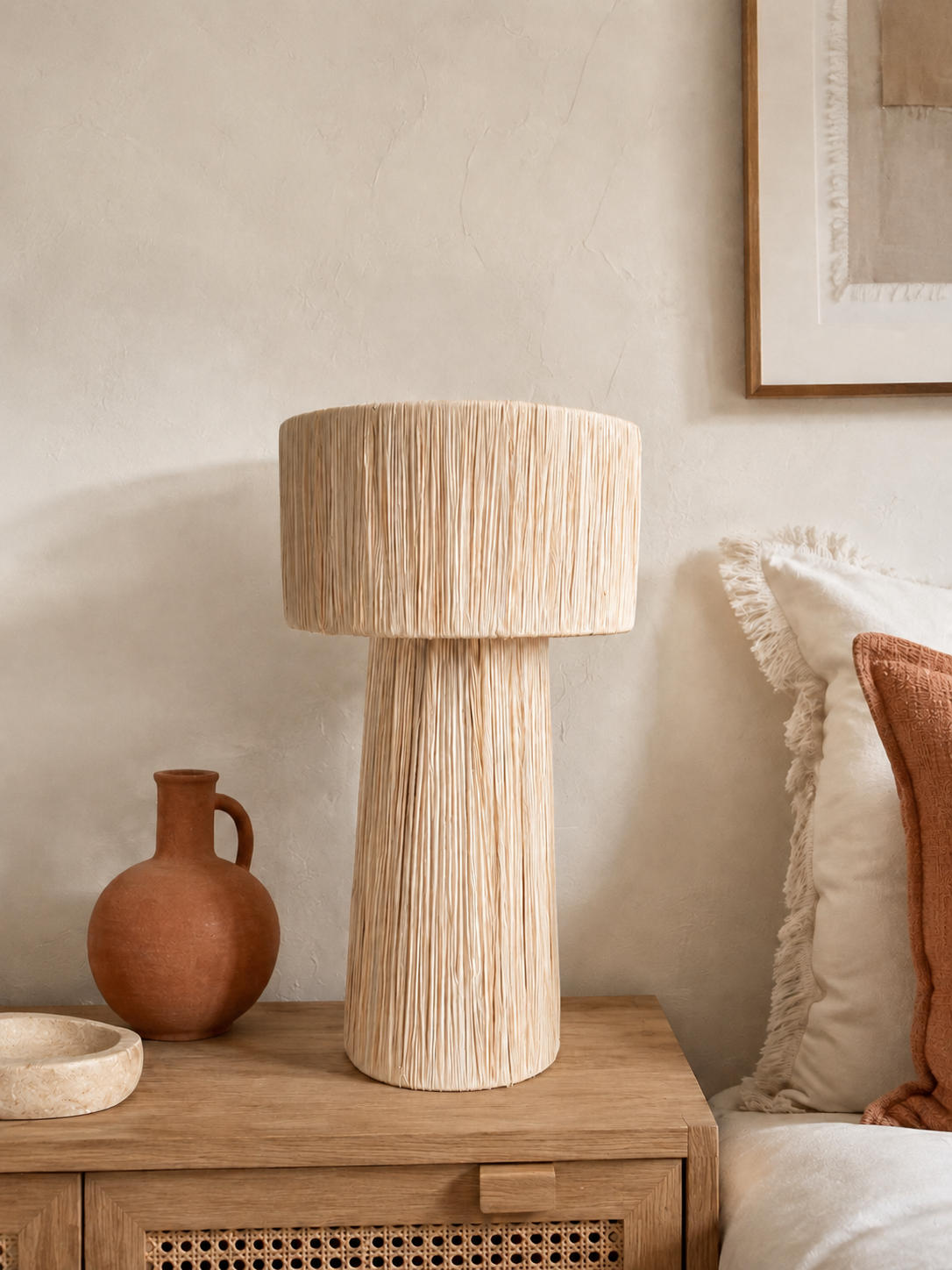 Lampe à poser en raphia naturel – 55 cm
