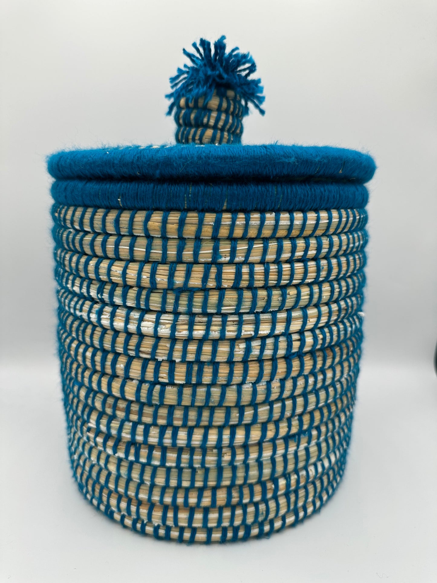Petit Panier Berbère Coloré – Jonc et Laine Artisanale – Fait Main à Marrakech - Plusieurs Coloris