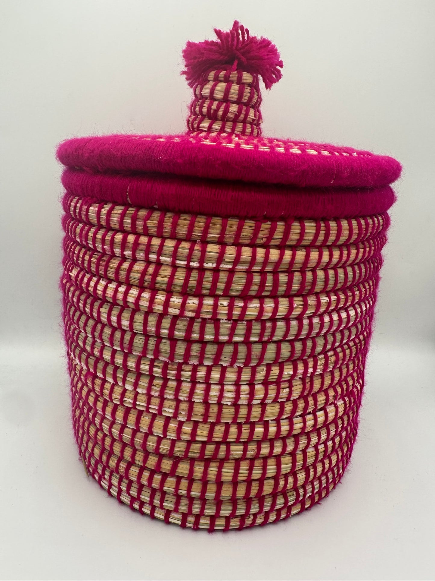 Petit Panier Berbère Coloré – Jonc et Laine Artisanale – Fait Main à Marrakech - Plusieurs Coloris