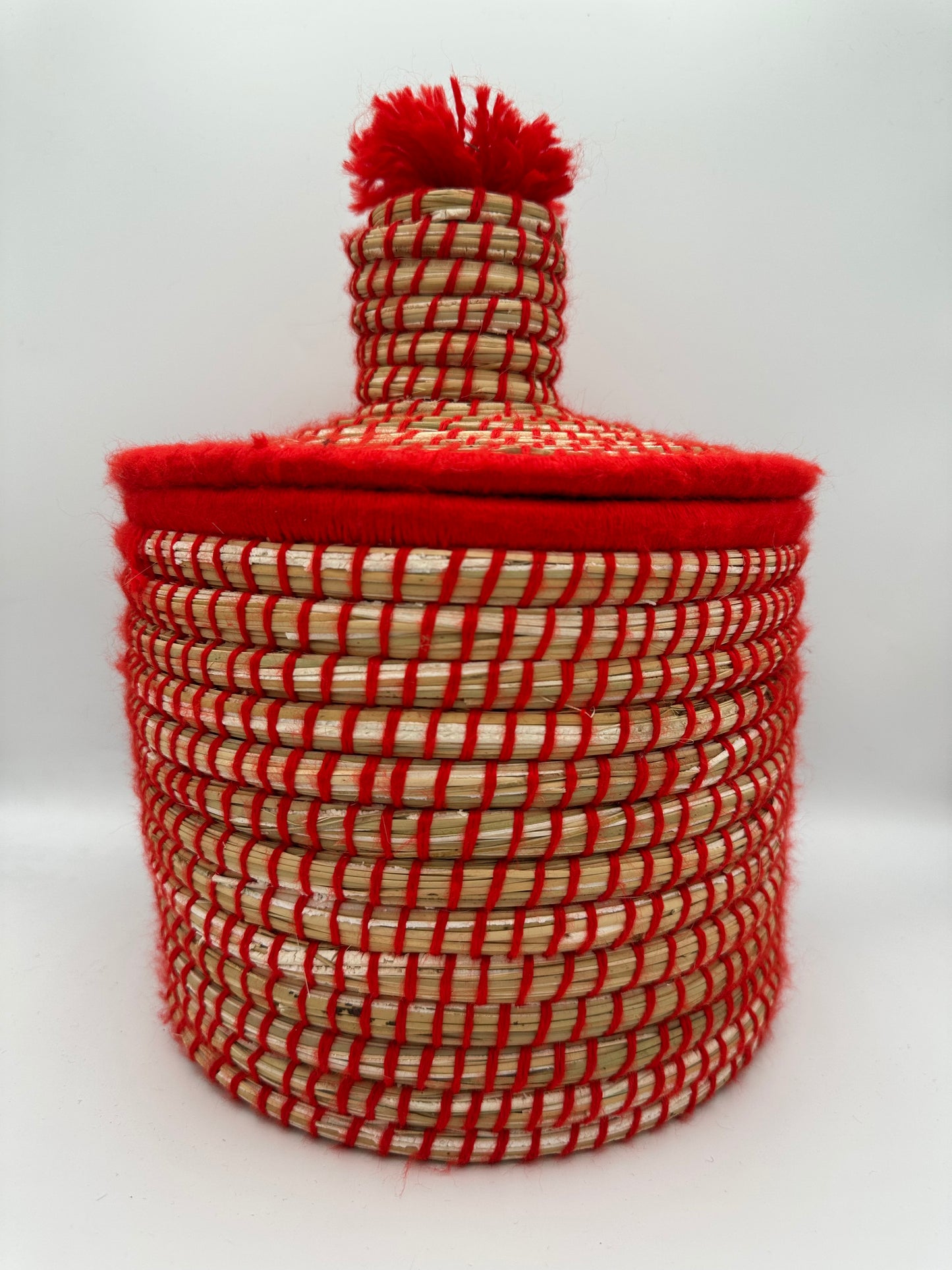Petit Panier Berbère Coloré – Jonc et Laine Artisanale – Fait Main à Marrakech - Plusieurs Coloris