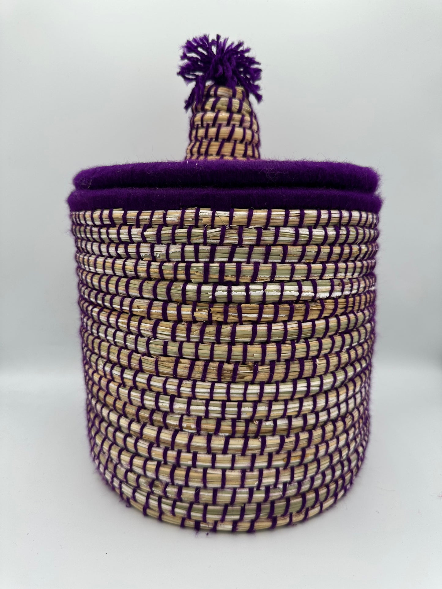 Petit Panier Berbère Coloré – Jonc et Laine Artisanale – Fait Main à Marrakech - Plusieurs Coloris