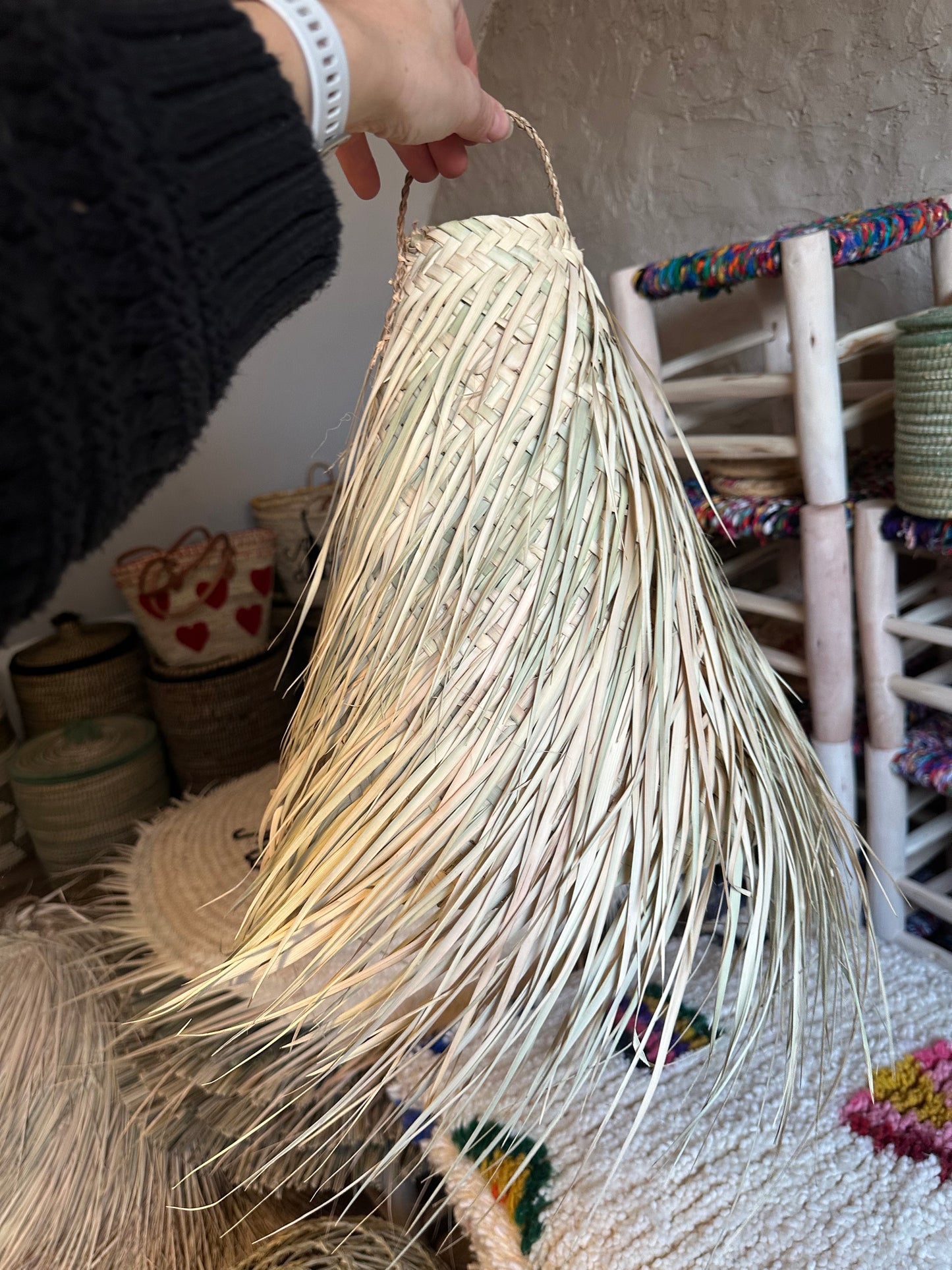 Suspension en Feuilles de Palmier – Petite Luminaire Bohème Artisanal Ø30 cm | Bahia By L.