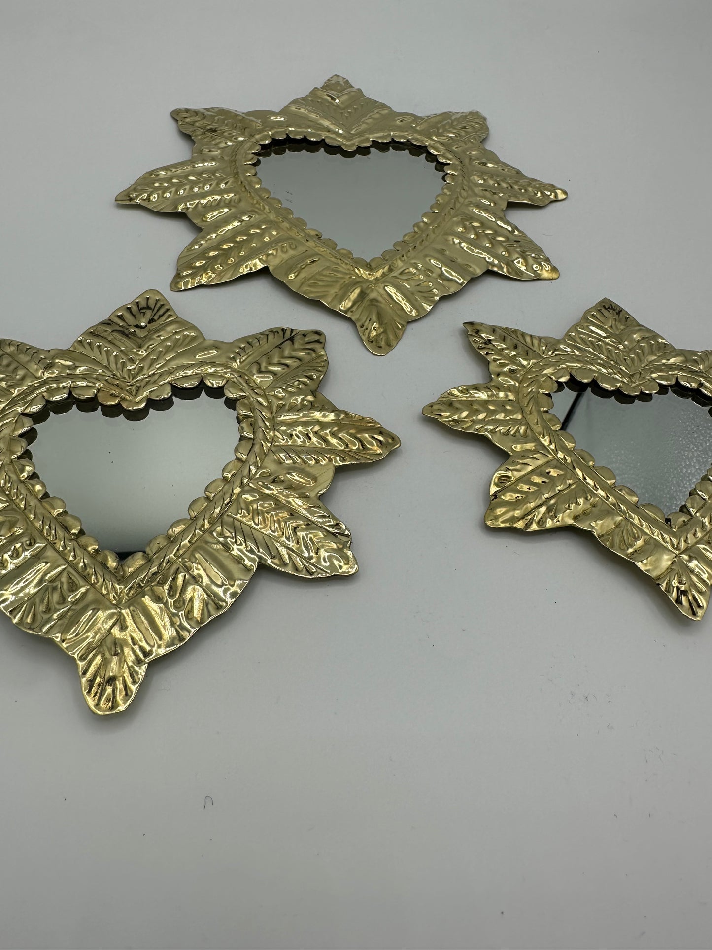 Ex-voto Cœur Sacré en Cuivre avec Miroir - Fait main - 3Tailles