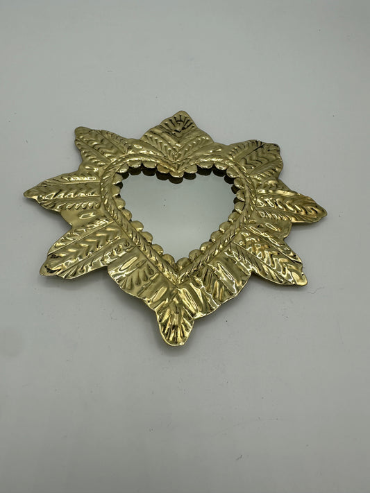 Ex-voto Cœur Sacré en Cuivre avec Miroir - Fait main - 3Tailles