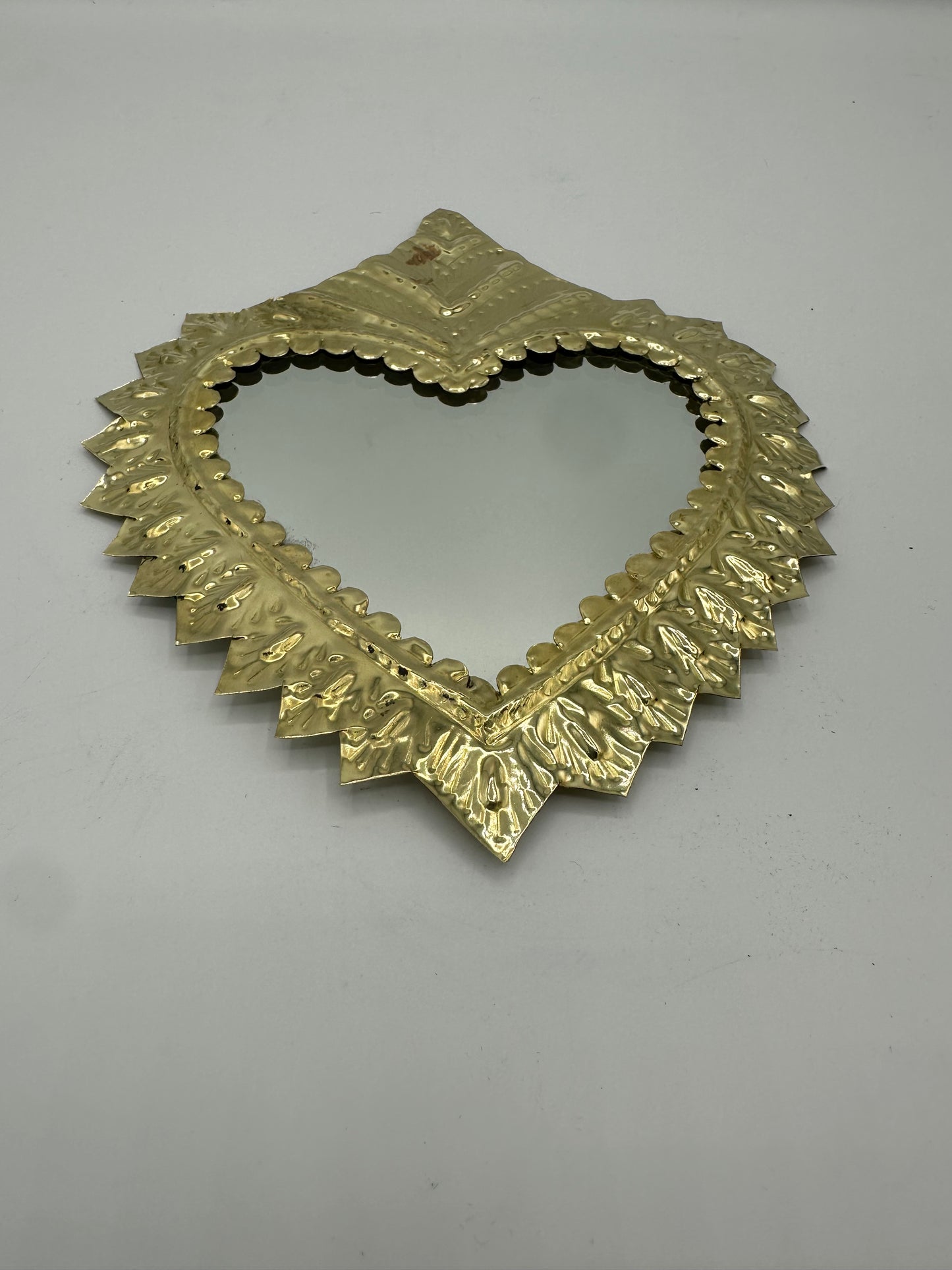 Ex-voto Cœur Sacré en Cuivre avec Miroir - Fait main - 3 Tailles