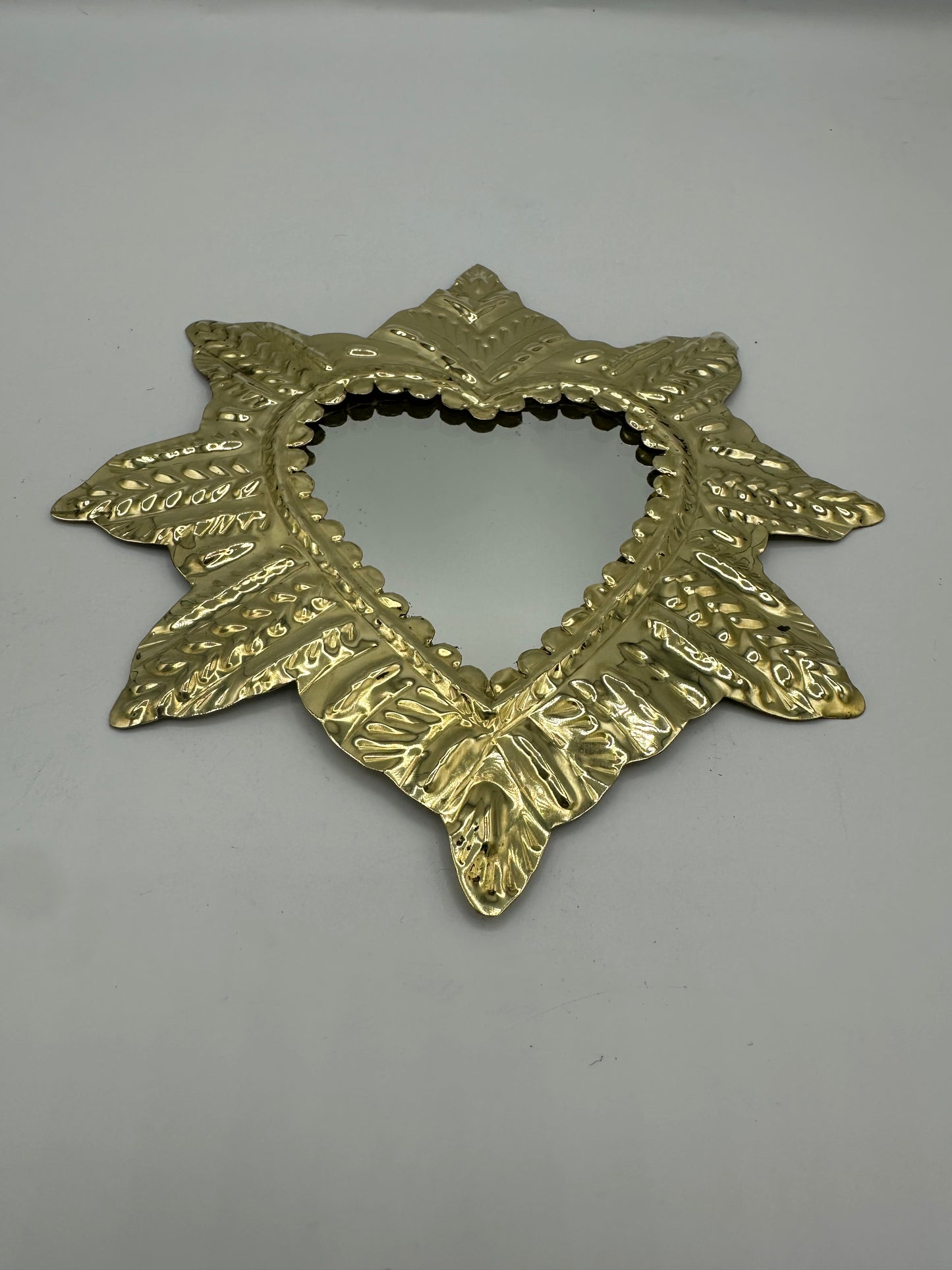Ex-voto Cœur Sacré en Cuivre avec Miroir - Fait main - 3Tailles