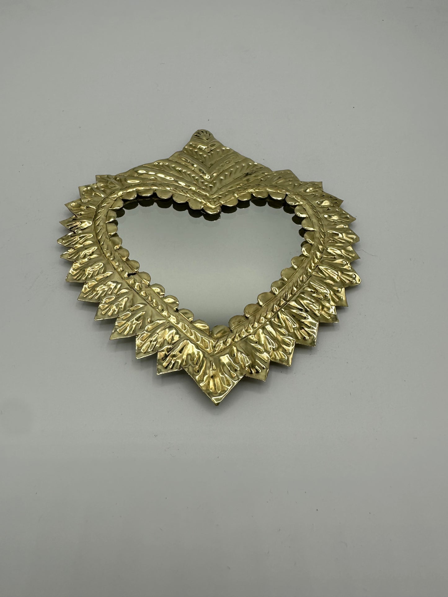 Ex-voto Cœur Sacré en Cuivre avec Miroir - Fait main - 3 Tailles