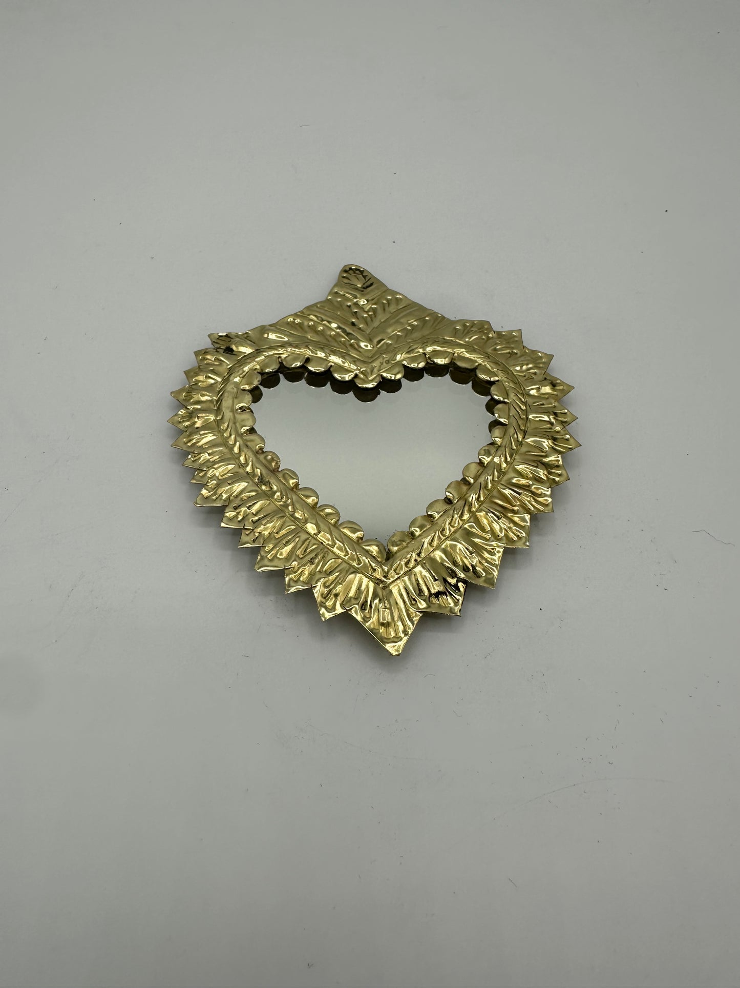 Ex-voto Cœur Sacré en Cuivre avec Miroir - Fait main - 3 Tailles