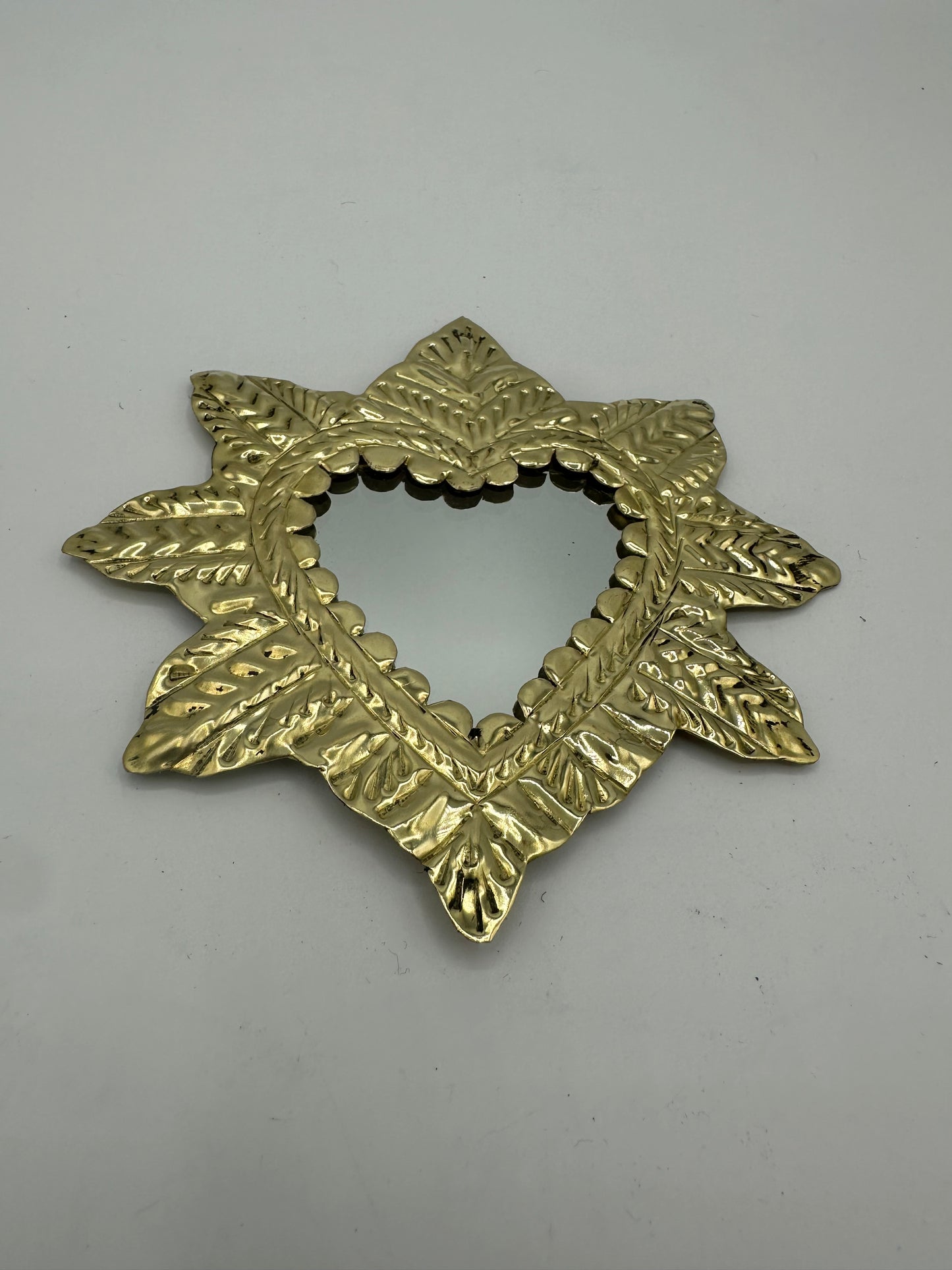 Ex-voto Cœur Sacré en Cuivre avec Miroir - Fait main - 3Tailles