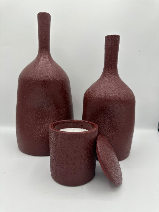 Pack Ambiance Médina avec deux vases sablés et bougie fleur d’oranger en terre cuite artisanale Bahia By L